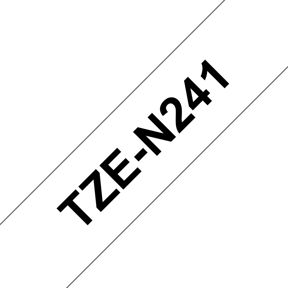 Original Brother TZeN241 ulaminert merketape – sort på hvit, 18 mm bred